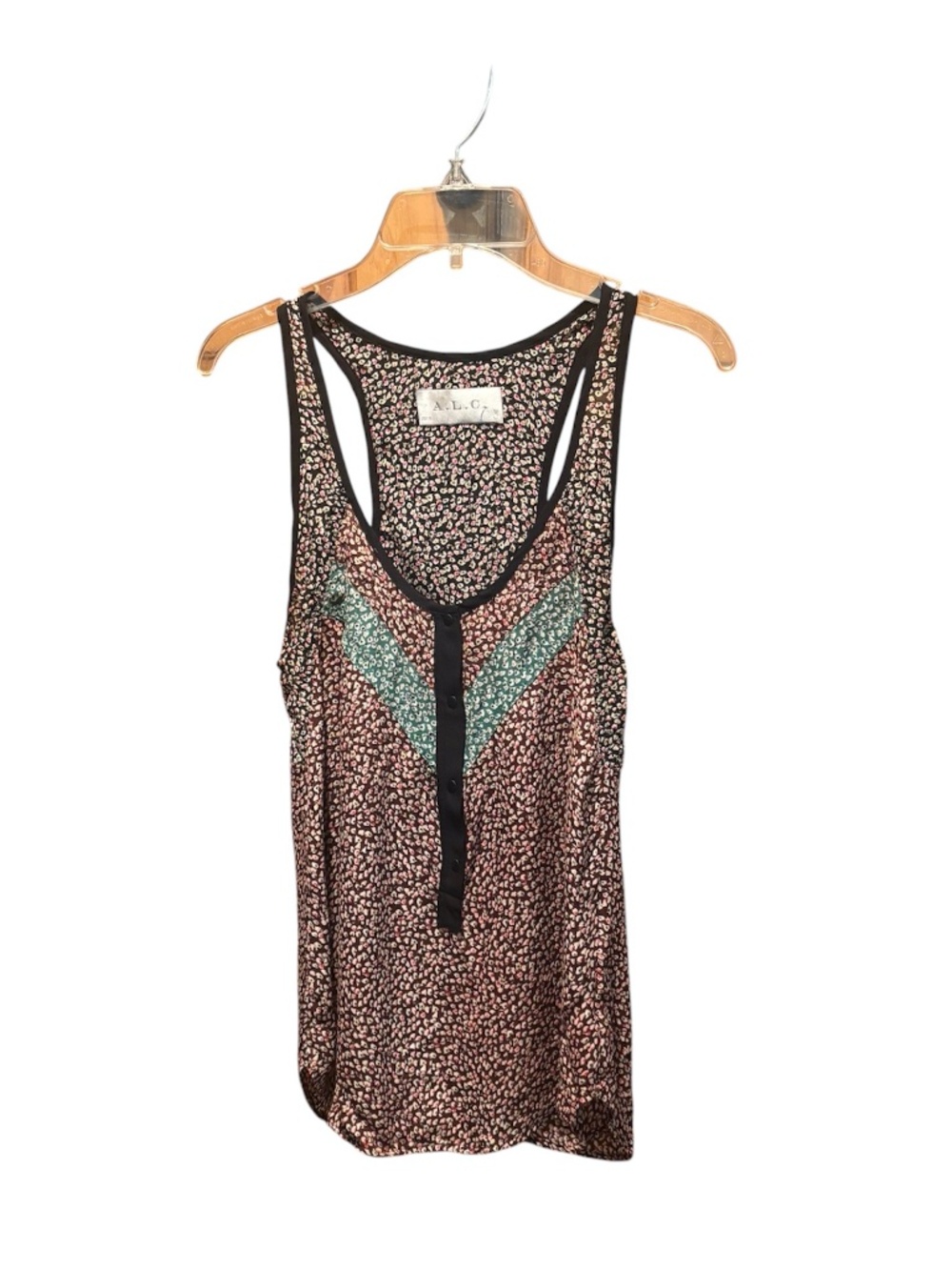 A.L.C. Multicolor Floral Silk Snap Front Tank Top XS